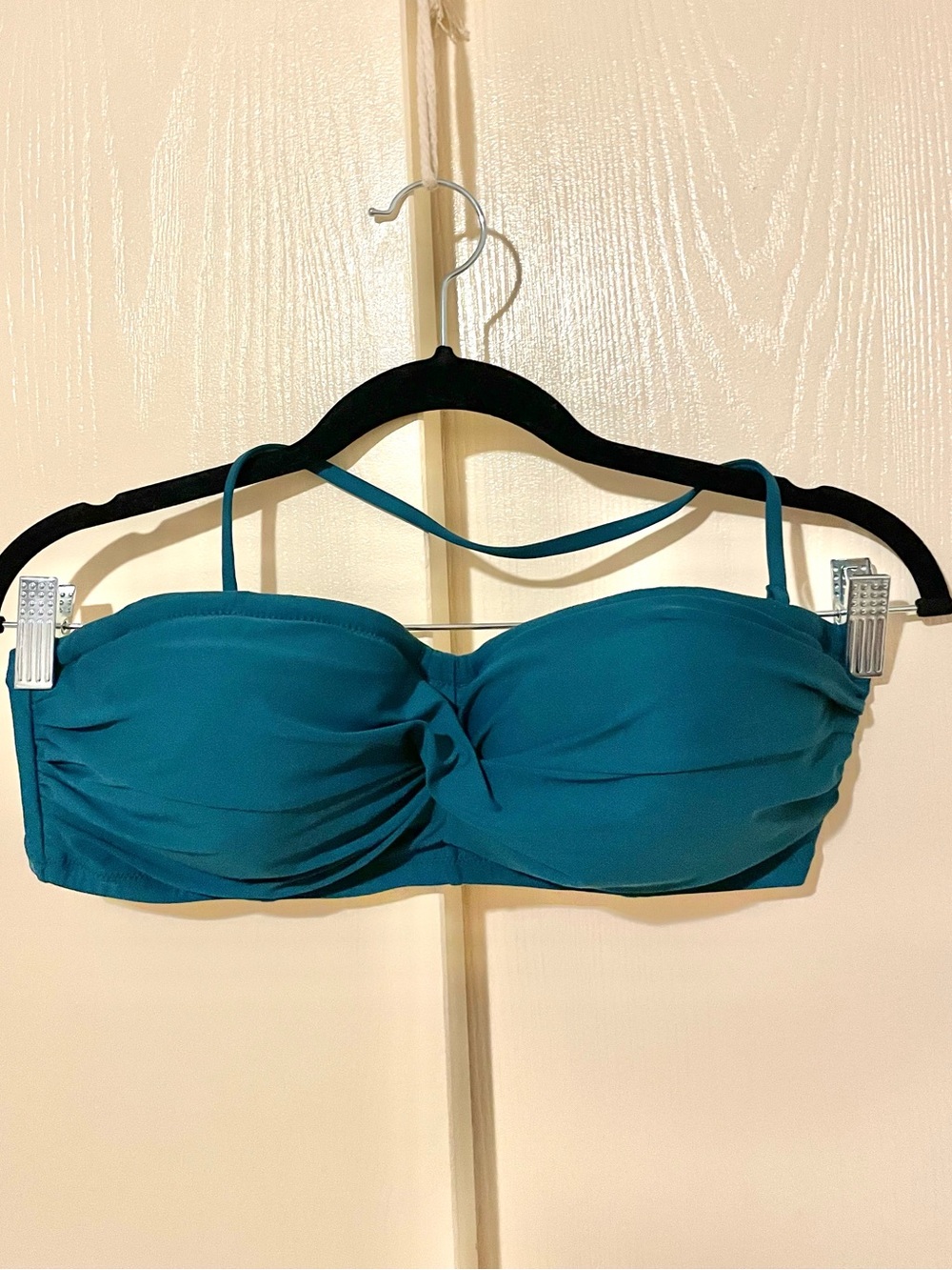 J Crew Twist Bandeau Bikini Top, Jade Green Teal sz 36D